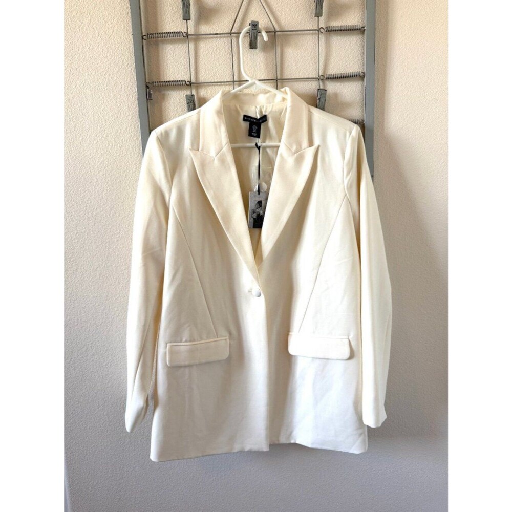 NWT Sincerely Jules Jules Cream Single-Button Tailored Blazer - Size Large